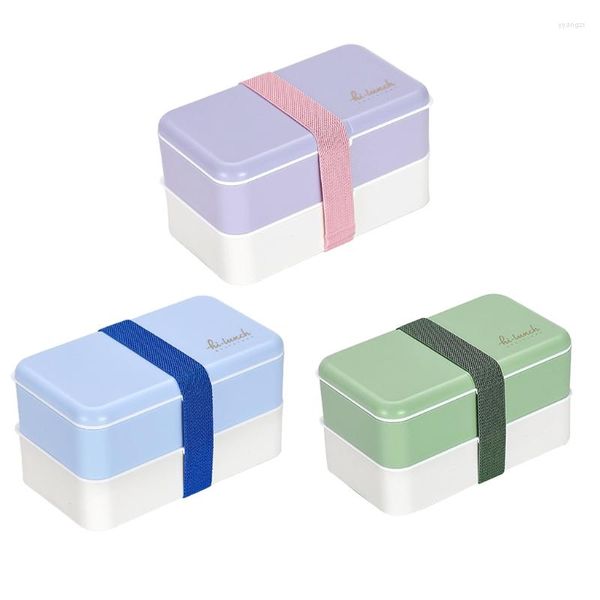 Ensembles de vaisselle INS style japonais double couche PS PP et boîte à lunch en silicone avec four à micro-ondes boîtes à bento pour étudiants adultes