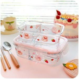 DINING SETS INS -stijl schattige glazen lunchbox Japans meisje hart conservering student slaapzaal speciale fruit slakkom