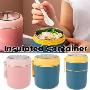 Dijksiesets geïsoleerde container 304 roestvrijstalen brede mond opvouwbare lepel draagbare lunch thermos