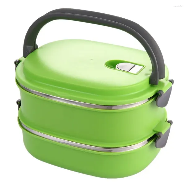 Ensembles de vaisselle Boîte à lunch isolée Conteneur de stockage en acier inoxydable Thermo Server Essentials Thermique Double couche Vert