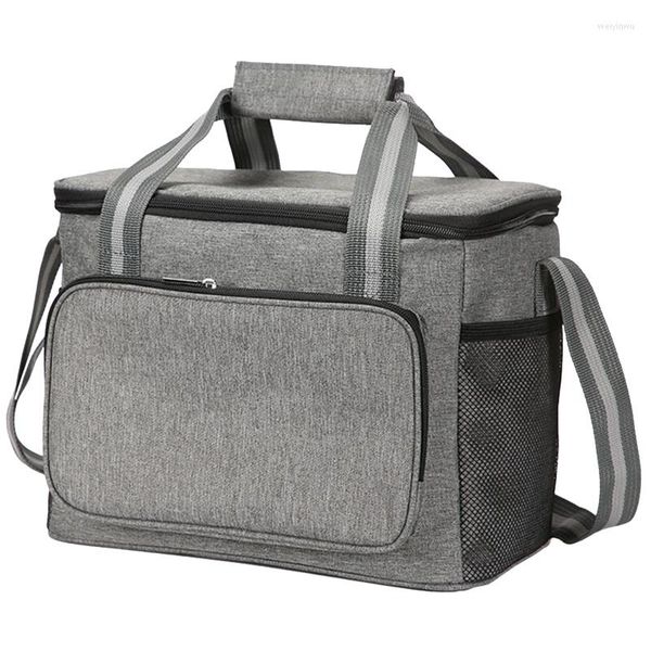 Ensembles de vaisselle sac de pique-nique isolé sac de plage à côtés souples fourre-tout de voiture Portable léger étanche pour les voyages en plein air gris