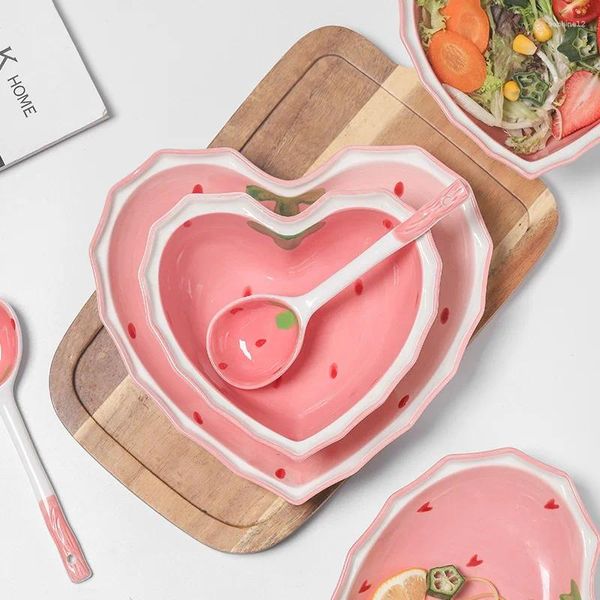 Ensemble de vaisselle Internet célébrité Strawberry Bowl Spoon Plao