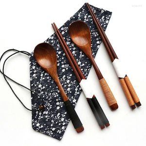 Dijkartikelen Sets Japan Style Wooden Spoon Uitgevonden door de set Travel Portable om te plaatsen rond het zakvlees Handmade