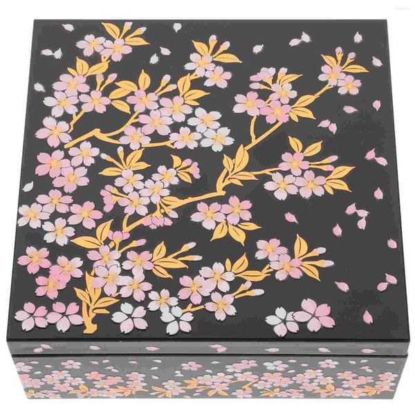 Conjuntos de vajilla Bandeja Bento japonesa Estampado Realista Flor de cerezo Caja de sushi Almuerzo Año Snack Regalo