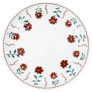 Ensembles de vaisselle Assiette à dîner en céramique japonaise Assiettes à vaisselle Servant la cuisine Céramique multi-usage Plateaux à pâtes à motif floral pour la décoration