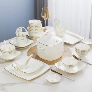 Ensembles De vaisselle vaisselle en céramique japonaise ustensiles blancs assiette articles De luxe Jogo De Pratos décoration et accessoires De Table