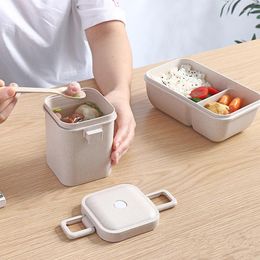 Ensembles de vaisselle boîte à déjeuner japonaise avec vaisselle tasse à soupe paille de blé récipient de stockage en plastique Snack accessoires Bento