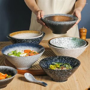 Ensembles de vaisselle de style japonais, four en céramique, chapeau rétro, bol de nouilles lamiennes, soupe de grande capacité adaptée au magasin de sushis.