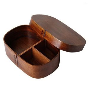 Ensembles de vaisselle de style japonais enfants Portable boîte à déjeuner en bois pique-nique Bento bureau riz Sushis conteneur caisse en bois cuisine