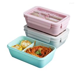 Ensembles de vaisselle Boîte à lunch de grande capacité de style japonais Étudiant scellé Bento Micro-ondes Chauffage Récipient en paille de blé