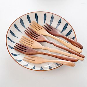 Ensembles de vaisselle Style japonais Cuillère en bois naturel Fourchette Dîner Kit Riz Soupes Ustensile Céréales Fait à la main Maison Vaisselle Couverts Cuisine