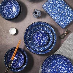 Ensembles de vaisselle japonais sous glaçure artisanat Mino Yaki bol ensemble porcelaine dîner assiette en céramique accessoires de cuisine écologique