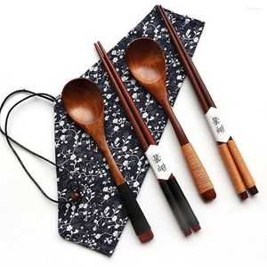 Sinwerk Sets Japanese Vintage Travel Portable HOUTEN TOOPSTICKS LEPPA TRAIRE SET SET XMAS Gift Kitchen Accessoires Tools