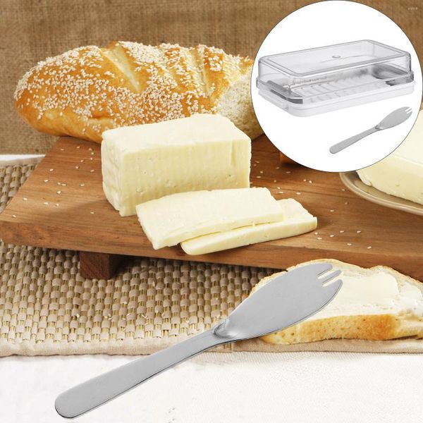 Juegos de vajilla, tarro, recipiente para mantequilla, vajilla para el hogar, soporte para queso crema, cubiertos, bandeja transparente de plástico El