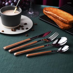 Conjuntos de louça Jaswehome 4 pçs talheres de aço inoxidável conjunto de talheres garfo colher faca utensílios de mesa viagem elegante utensílios para comer