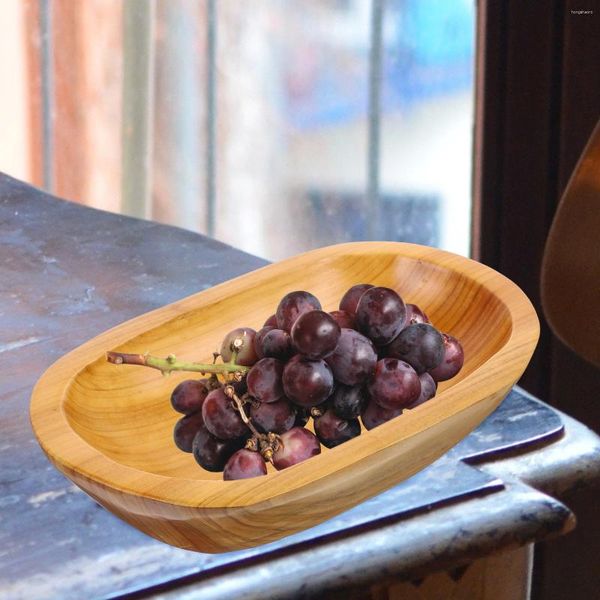 Conjuntos de vajilla Bandeja de joyería Plato de madera para servir frutas Plato de madera Ensaladeras Plato de mesa de centro de dulces