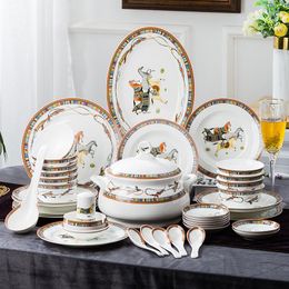 Ensembles de vaisselle Jingdezhen céramique vaisselle ensemble os porcelaine bol assiette ménage cadeau conférence porcelaine