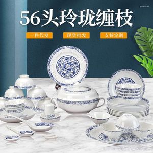 Ensembles de vaisselle Jingdezhen ensemble de vaisselle en céramique bols en porcelaine d'os plats et cadeaux chinois