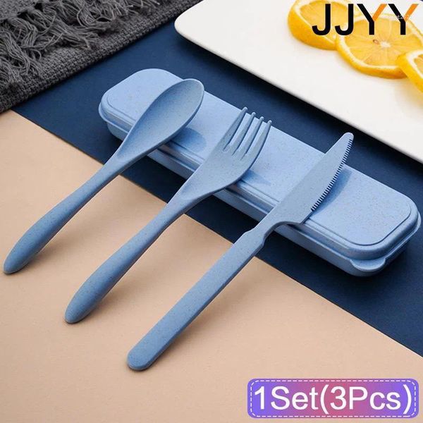 Conjuntos de vajillas JJYY 1SET (3pcs) CUCHORES PORTABLES creativos Conjuntos de casos Suponantes de la Spoon Spoon Suministros de viajes en el hogar