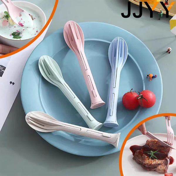 Conjuntos de vajillas JJYY 3 en 1 cuchillo de cuchillo y set de cucharadas de cucharadas convenientes cubiertos de plástico viajes en casa para campamento para niños herramientas para niños