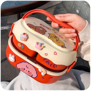 Ensembles de vaisselle Kawaii dessin animé boîte à lunch pour enfants école adultes bureau Portable en plastique mignon Bento grandes boîtes de récipient au micro-ondes