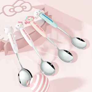 Ensembles de vaisselle Kawaii Cinnamorolls 304 en acier inoxydable Portable Cutlery Cutlery Migne Melodys Kid Cartoon Cartoon Student Étudiant Copsticks Gift