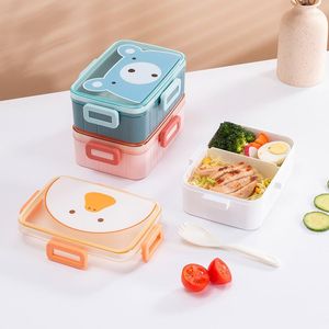 Ensembles de vaisselle Kawaii Boîte à lunch portable pour les filles École Enfants Pique-nique en plastique Mignon Bento Lunchbox avec compartiments Conteneurs de stockage