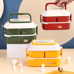 Dinnerware Sets Kawaii Portable Lunch Box For Girls School Kids Plastic Picnic Bento Microwave With Compartments Storage Containers