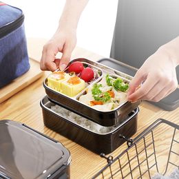 Serviesgoed sets kinderen Bento Boxes Roestvrij staal Double Box Children Picnic School Lunch Company Canteen Fast With Bag