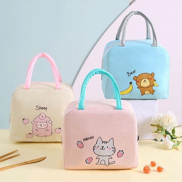 Ensembles De Vaisselle Enfants Dessin Animé Sac À Lunch Boîte Portable Refroidisseur Isolé Grande Capacité Pique-Nique Fournitures Fourre-Tout Pour Femmes Filles Étudiant Mignon BagDin