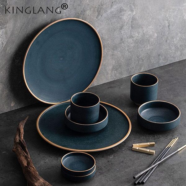Ensembles de vaisselle KINGLANG Korin série vaisselle en céramique ensemble de couverts Restaurant familial plats occidentaux assiettes bol