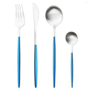 Dijkartikelen Keuken Zilverwerk TABLEWARE SET 4PCS MATTE SUCKLERY MESS FORK TEA LEPADEN Roestvrij staal diner Flatware