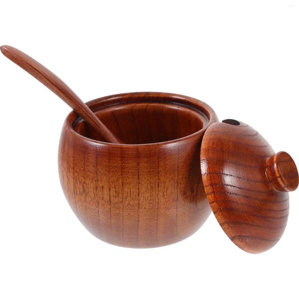 Ensembles de vaisselle de cuisine Jar contenant condiment condiment restaurant assaisonnant la cuillère résistante à la poussière Pottes de sel Gadgets Wood avec shaker