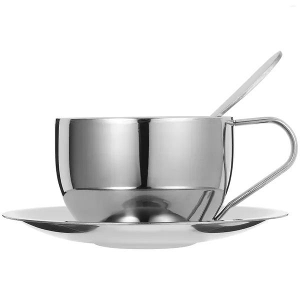 Ensembles de vaisselle Kits tasse à café en métal tasses à expresso pour soucoupe cadeau boisson Style européen avec soucoupes