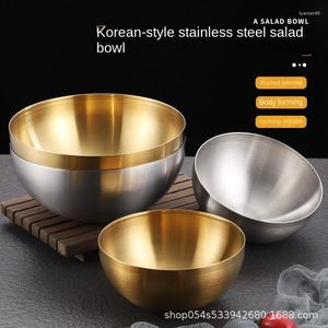 Ensembles de vaisselle Style coréen or acier inoxydable saladier ménage gros fruits nouilles froides escargot poudre vaisselle