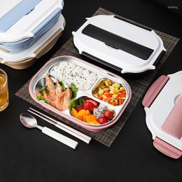 Din sets sets Liyimeng 304 roestvrij staal 4 roosters lunchbox waterinjectie isolatie draagbare lunchbox voor picknickbureau voor kinderen