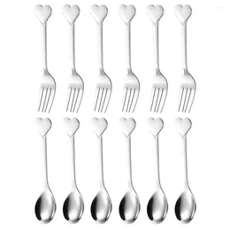 Ensembles de vaisselle Love Fork Spoon Boîtes à lunch Salade Salade en acier en acier inoxydable cuillères de café et table multifonction Eating Ustensiles d'enfants