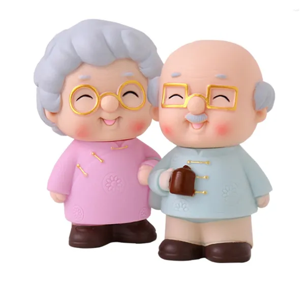 Conjuntos de vajilla Adornos de pareja amorosa Kits en miniatura Adorno para hornear Estilo de dibujos animados Decoración de pasteles Encantadora marioneta vieja Adorno único para ancianos