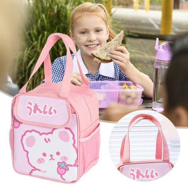 Ensembles de vaisselle sac à déjeuner plusieurs poches grande capacité Portable fille boîte enfant en bas âge avec sac de glace bouteille d'eau poche fourre-tout