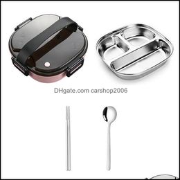 Dijkartikelen sets lunchbox voor kinderen met compartimenten 304 roestvrij staal Japanse Bento magnetronverwarmingscontainer Tabel Carshop2006 DHE4P