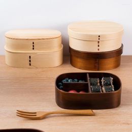 Ensembles de vaisselle Boîte à lunch Conteneur de grande capacité Forme carrée ovale Emballé sans BPA Bento en bois monocouche