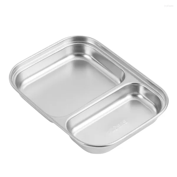 Ensembles de vaisselle Boîte à lunch Plateau pour enfants Plaque en acier inoxydable Vaisselle domestique Compartiment en métal 304 Étudiant Cuisine Servir Divisé