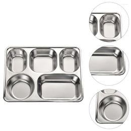 Servies Sets Lunchbox Roestvrijstalen Plaat Verdeeld Dienblad Compartiment Rechthoek Bandejas Para Comida Serveren