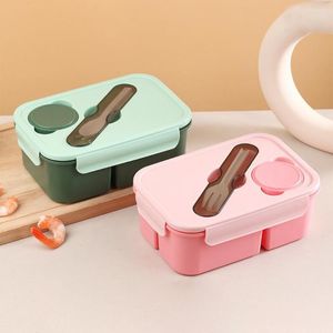 Ensembles de vaisselle boîte à déjeuner avec fourchette cuillère Sauce porte-couverts 3 grilles étanche étudiants Bento conteneur