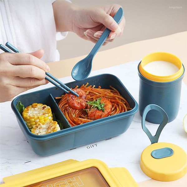 Ensembles de vaisselle Lunch Container Box Leak-Proof Independent Lattice Bento For Kids Portable