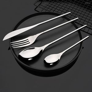 Ensembles de vaisselle Couverts de luxe ensemble de couverts argent 304 en acier inoxydable vaisselle de cuisine fourchette cuillère couteau dîner occidental argenterie