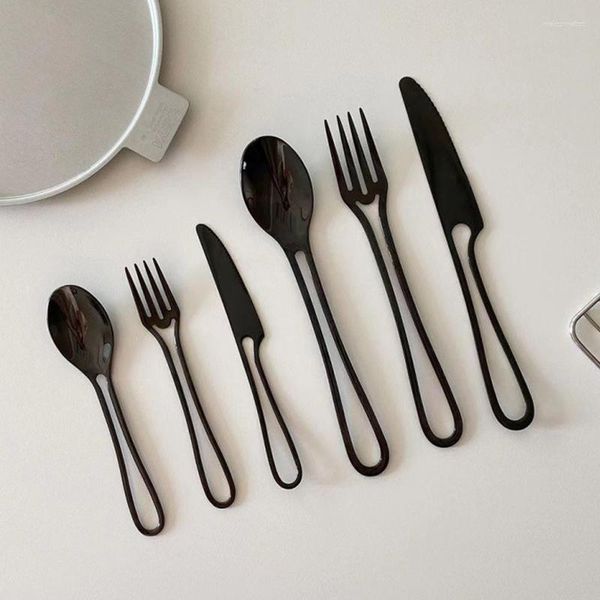 Ensembles de vaisselle de luxe en acier inoxydable vaisselle cuillère couteau et fourchette ensemble de couverts ustensiles de cuisine Portable pour la maison Restaurant
