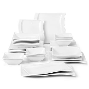 Service de vaisselle MALACASA Flora 26 pièces porcelaine avec bols dessert assiettes creuses service rectangulaire pour 6 personnes 230419
