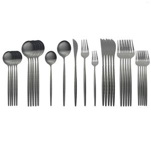 Ensembles de vaisselle ensemble de couverts noir mat 30 pièces couverts couteau cuillère fourchette dîner acier inoxydable or cuisine vaisselle