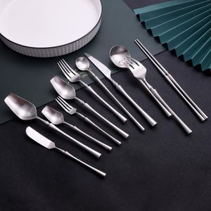 Derenwaren Sets Matzilver 18/10 roestvrijstalen bestek serveergerei mes ijs lepel salade cake vork tik stokjes flatware set vaatwasser veilig